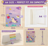 10 Pcs A4 File Folders with Button Lock – Unicorn, Moana, BTS, Black Pink & Football Designs (KANJAK DEAL)