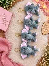 Adorable Plush Elephant Keychain for Elephant Lovers with Gold Clasp