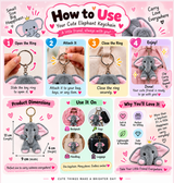 Adorable Plush Elephant Keychain for Elephant Lovers with Gold Clasp