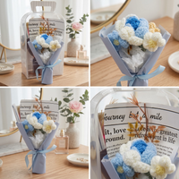 Crochet Rose & Daisy Gift Box – Handmade Forever Flower Bouquet