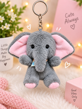 Adorable Plush Elephant Keychain for Elephant Lovers with Gold Clasp