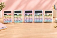 Cute Korean Pastel 12-Digit Desktop Calculator with Large LCD Display