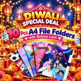 10 Pcs A4 File Folders with Button Lock – Unicorn, Moana, BTS, Black Pink & Football Designs (DIWALI DEAL)