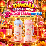 2 Pcs Ice Cream Bottle – 600ml Insulated Stainless Steel Bottle (DIWALI DEAL)